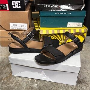 Abeo Britta Black Leather Sandals Womens SZ 8.5 NEW